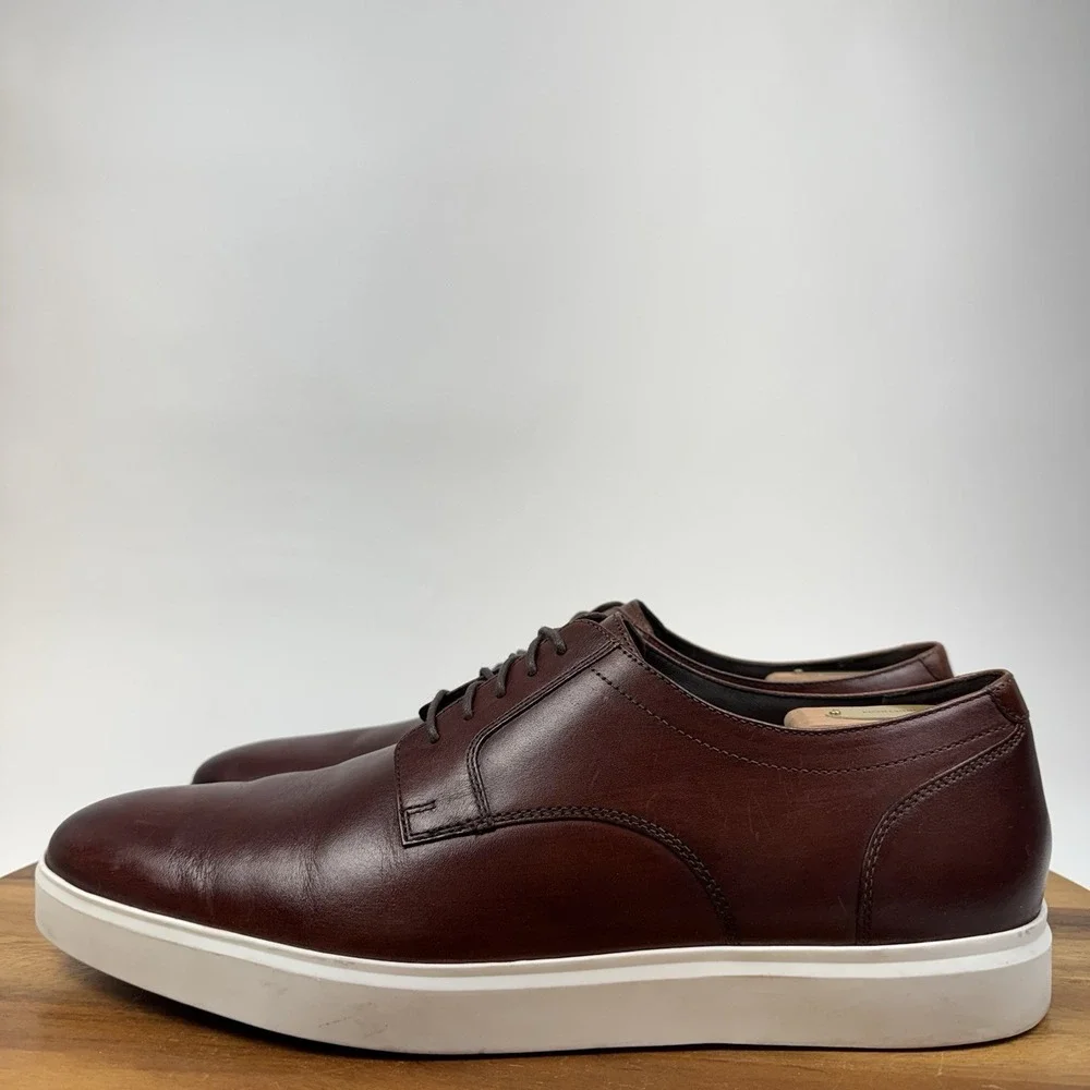 Mens Johnston & Murphy Bolivar Burnished Brown Leather Dress Shoes Oxfords SZ 12